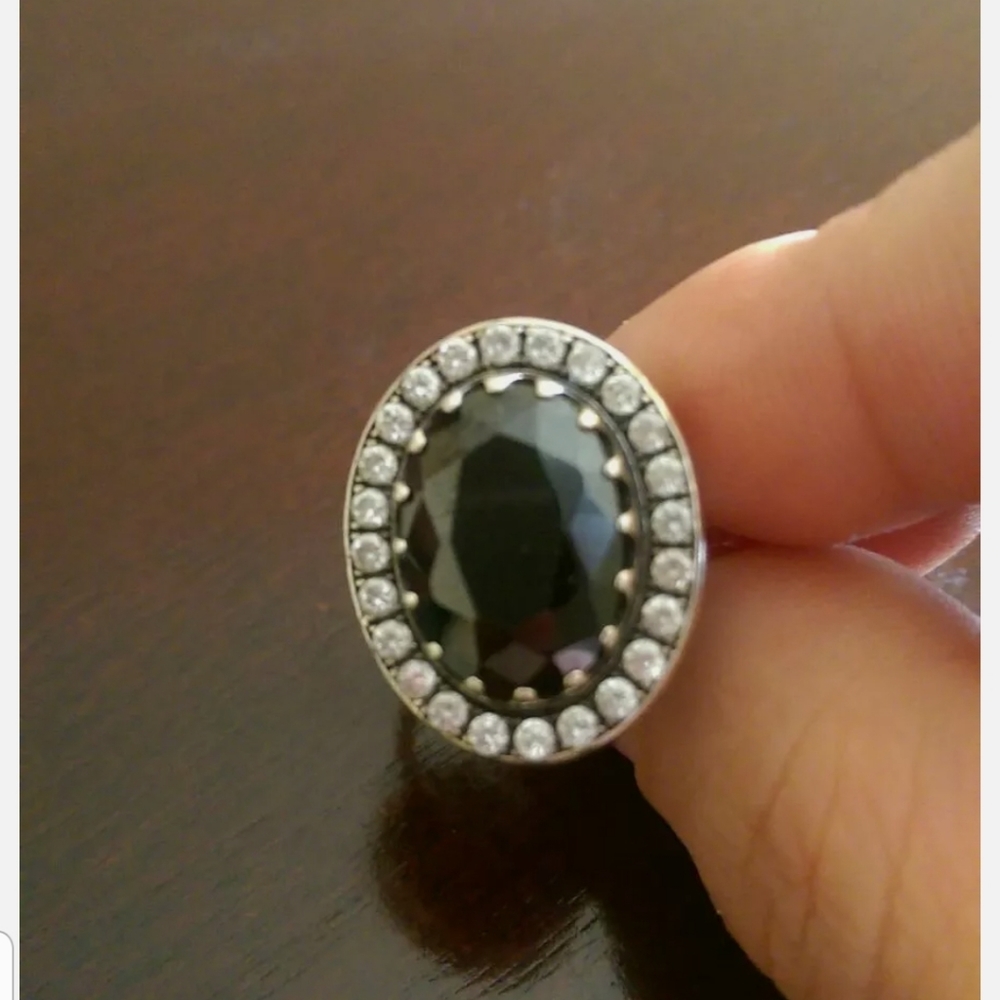 Sterling Silver ring with black gemstone